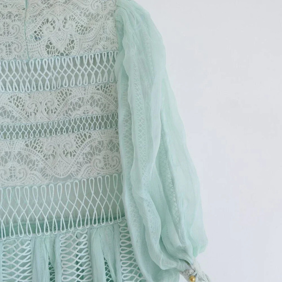 Zimmerman Rhythm Spiral Empire Dress Mint Green Lace & Chiffon Dress Size 0 - Picture 12 of 16